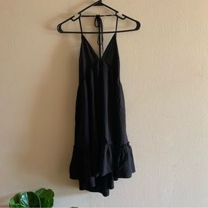 Black halter spaghetti tank dress